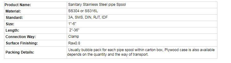 SS304 Stainless Steel Sanitary Tri Clamp Spool