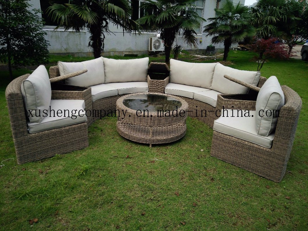 Elegant Design Patio Leisure Garden Hotel Lounge Outdoor Circular Rattan Sofa Furniture