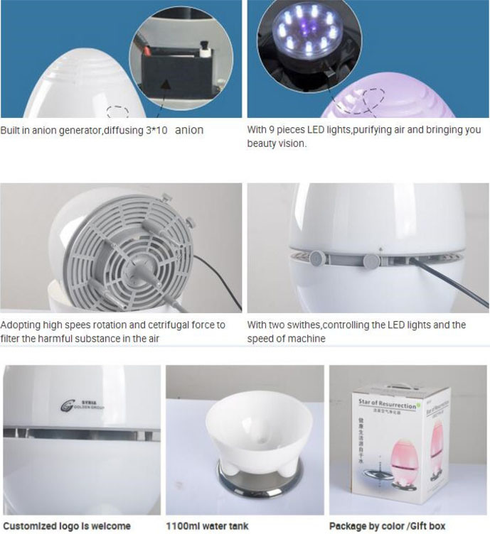 Green Healthy Egg-Shaped Personal Household LED Air Filter
