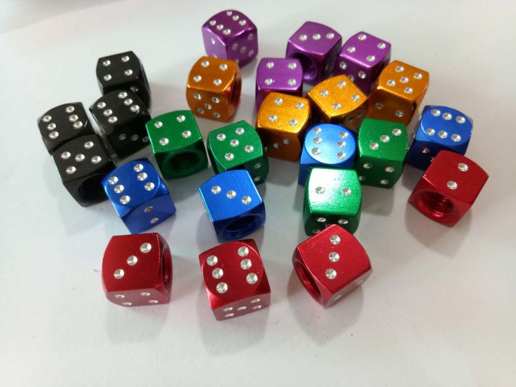 Colorful Dice Car Wheel Metal Tire Valve Dust Caps