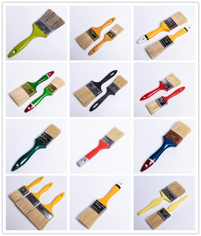 Wooden Handle Paint Brush Natural Boiled Bristle Paint Brush