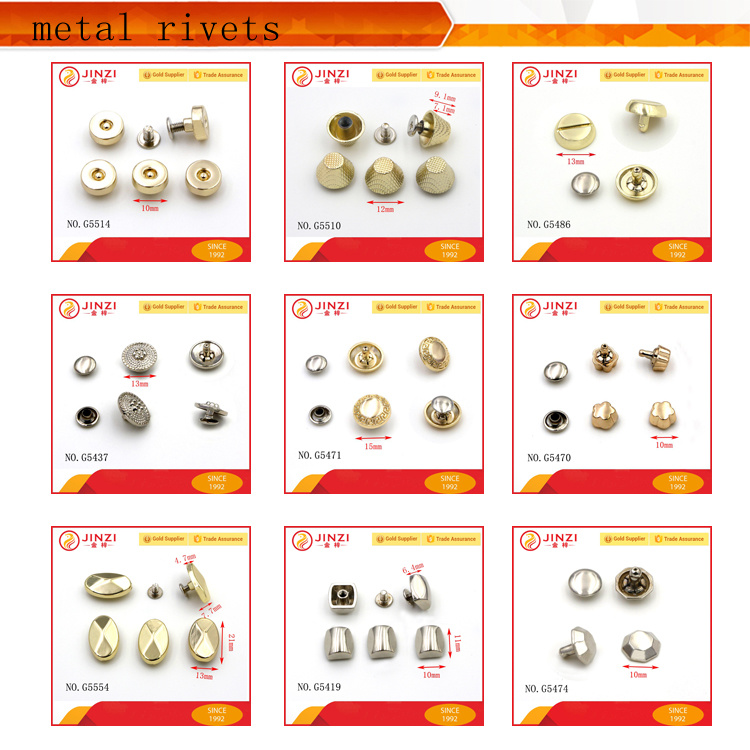 Handbag Accessories Metalic Decorations Metalic Rivets for Leather