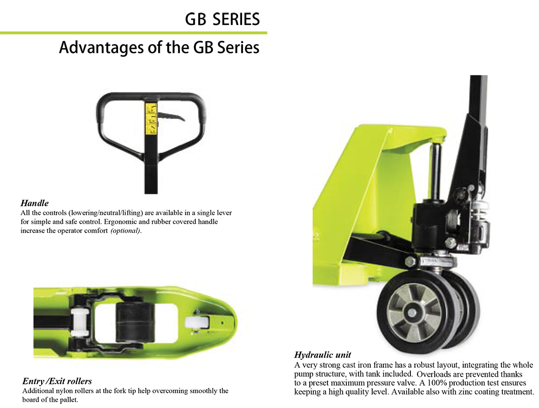 1150*525 3000kg Nylon-Nylon Hydraulic Hand Pallet Truck Material Handling Equipment