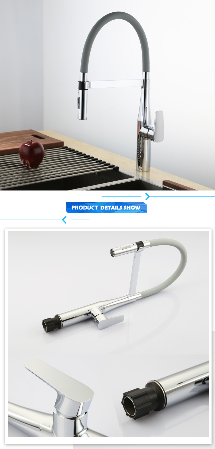 The Brass Kitchen Faucet Hot and Cold Faucet Swivel Spring Turn Black/White in Color