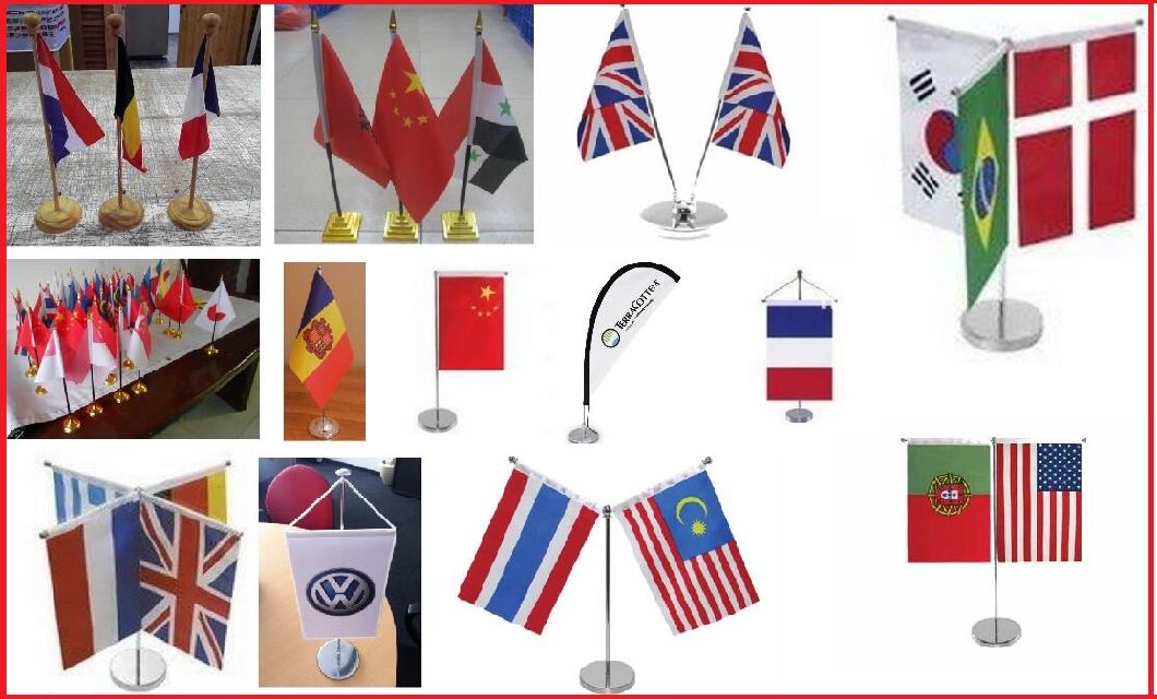 Metal Mini Table Flag, Office Desk Flag, Mini Flag Pole with Stand