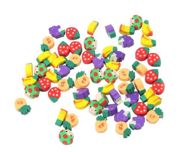 200 PCS Cute Fruit Cuisine Shape Rubber Eraser Student Learning Stationery for Child Creative Gift