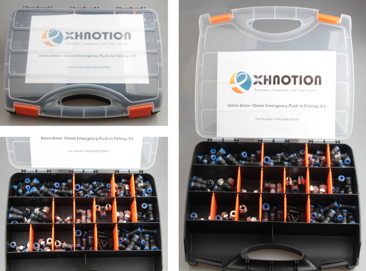 Xhnotion Pneumatic Plastic Push in Fitting Kit 4mm, 6mm, 8mm, 10mm Custom Kit