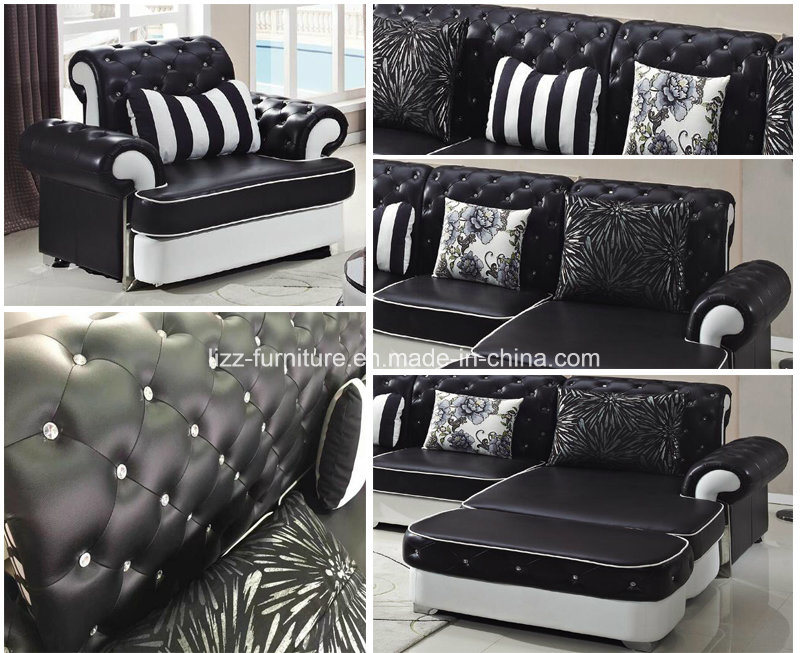 Modular Living Room Leisure Leather Sleeper Sofa Set