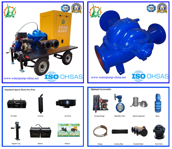 Diesel Trailer Mounted Vacuum-Assisted Double Suction Irrigation Pump