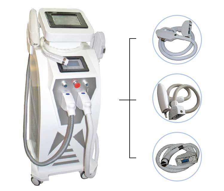 New Design 3 Handles Bipolar RF ND YAG Laser Elight (IPL RF) Hair Removal Machine