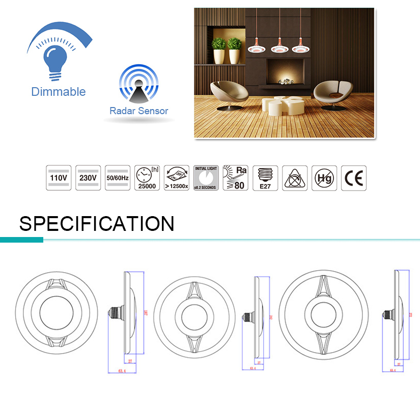 12W 16W 24W Circular Fluorescent Tube with E27 Socket