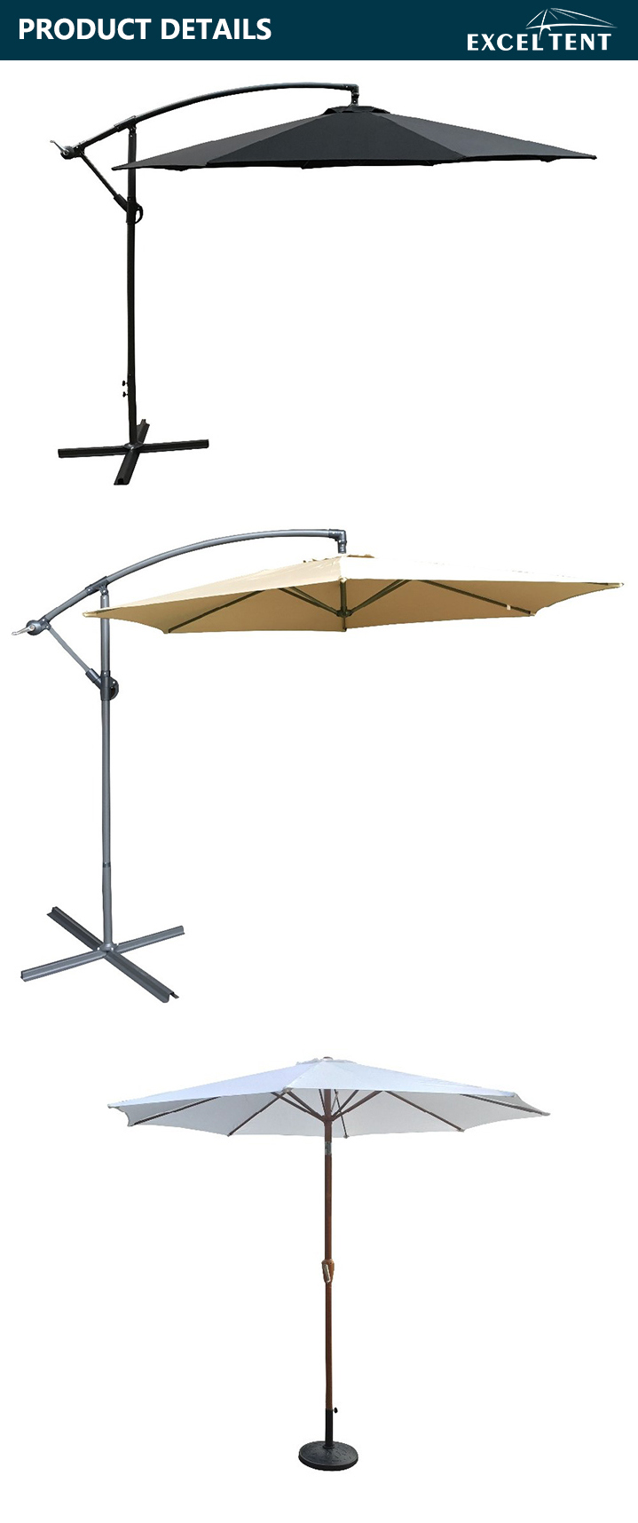 High Quality Leisure Outdoor Metal Garden Patio Umbrella