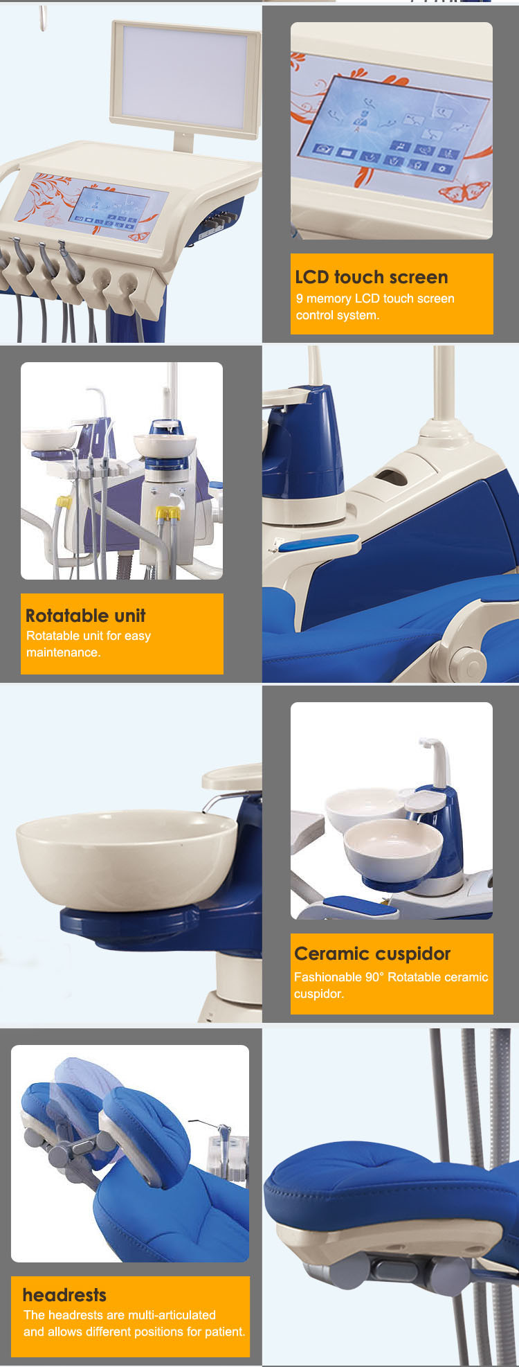 FDA & Ce Approved Gladent Dental Unit Equipment with Sliding Cart