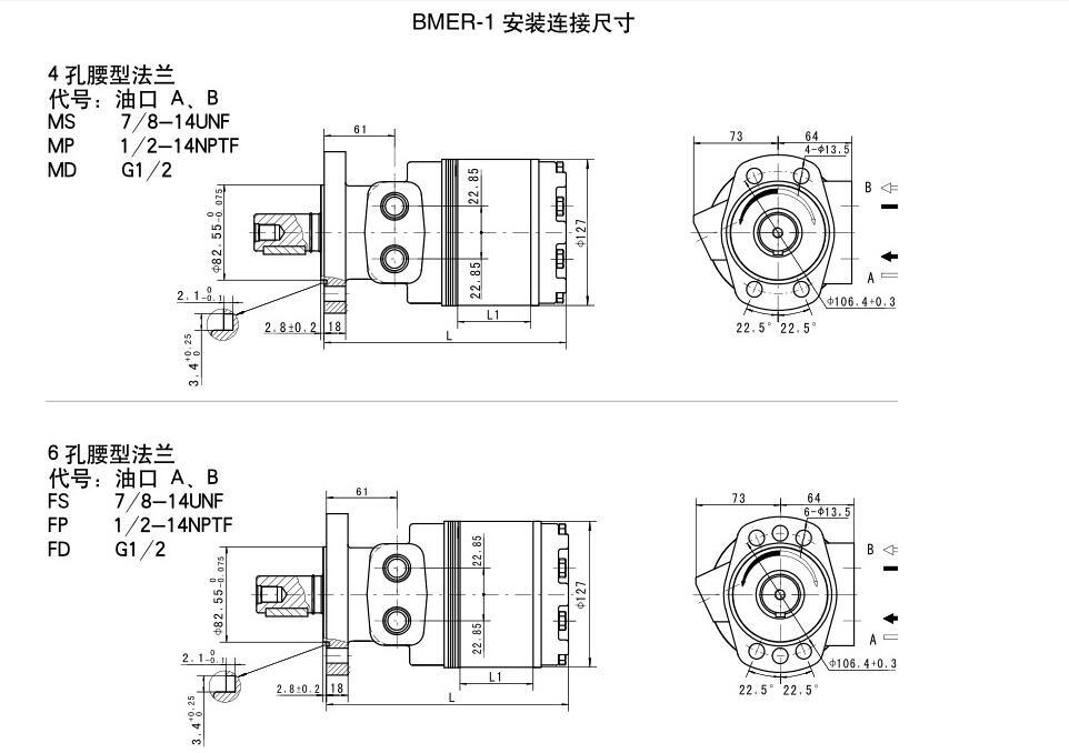 Bmer-230-Mst4 High Pressure High Torque Cycloid Hydraulic Motor Replaces White 500230A3122