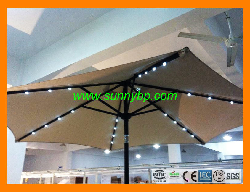 Romantic Stand Solar Umbrella with 24LEDs for Beach