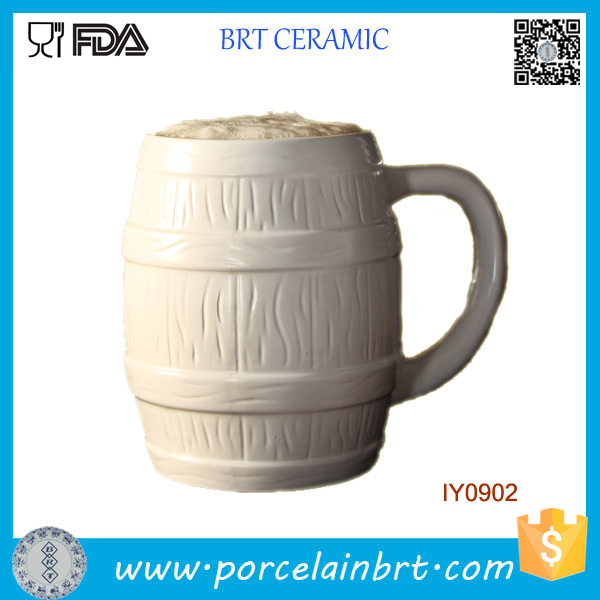 Fancy Characteristic Milk White Ceramic Beer Mug