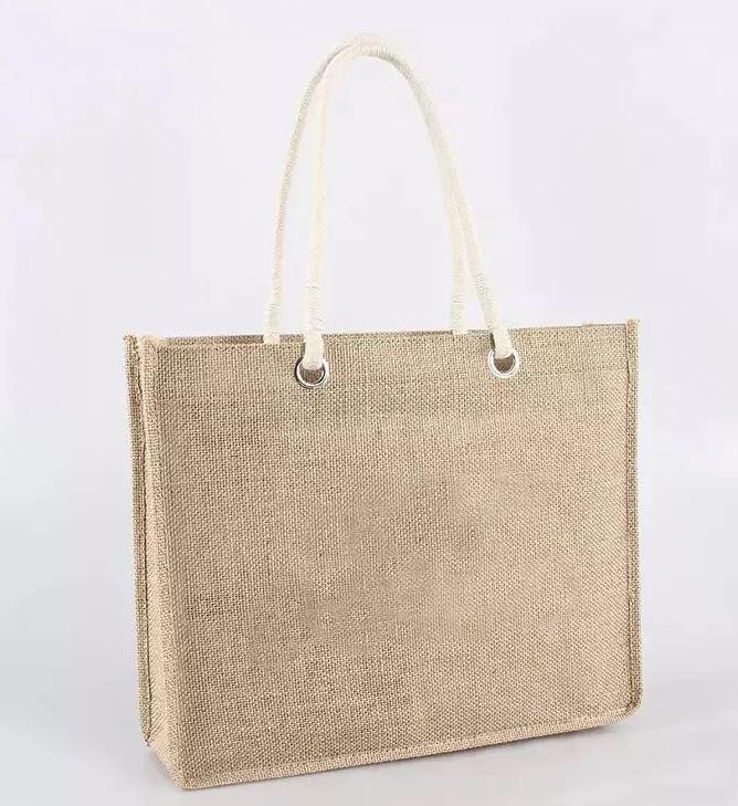 Plain Jute Beach Bags Logo Print Jute Shopping Bag