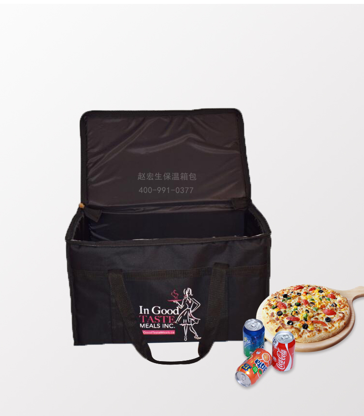 Large Black Thermal Insulation Hot Food Pizza Delivery Tote Bags