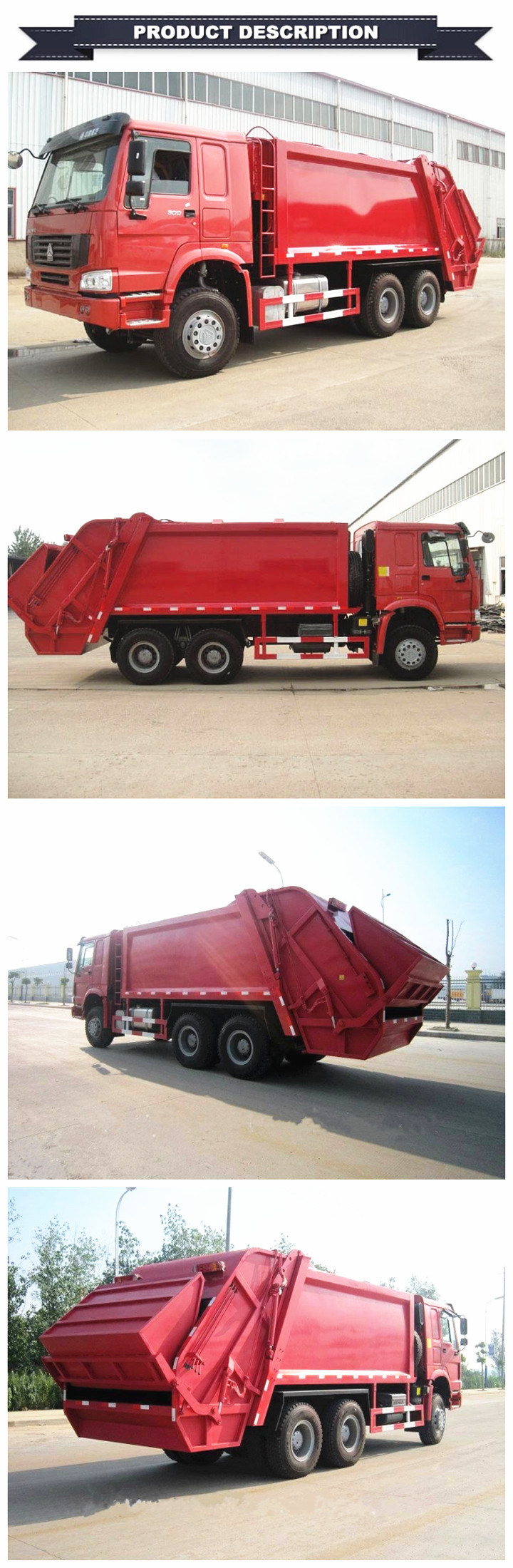 Chinese Sinotruk HOWO 6X4 336HP 20tons 16cbm or 16m3 Refuse Collector Garbage Truck