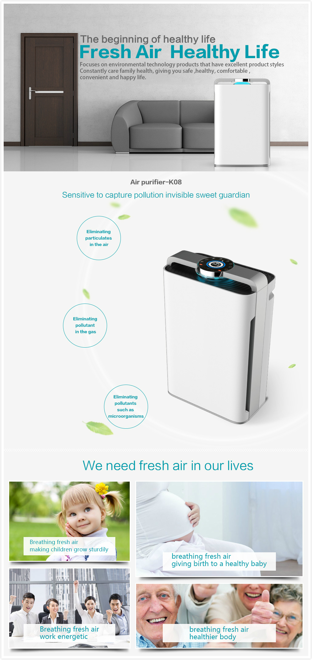 Home Air Purifier with Huimidifier Olansi Factroy Wholesale