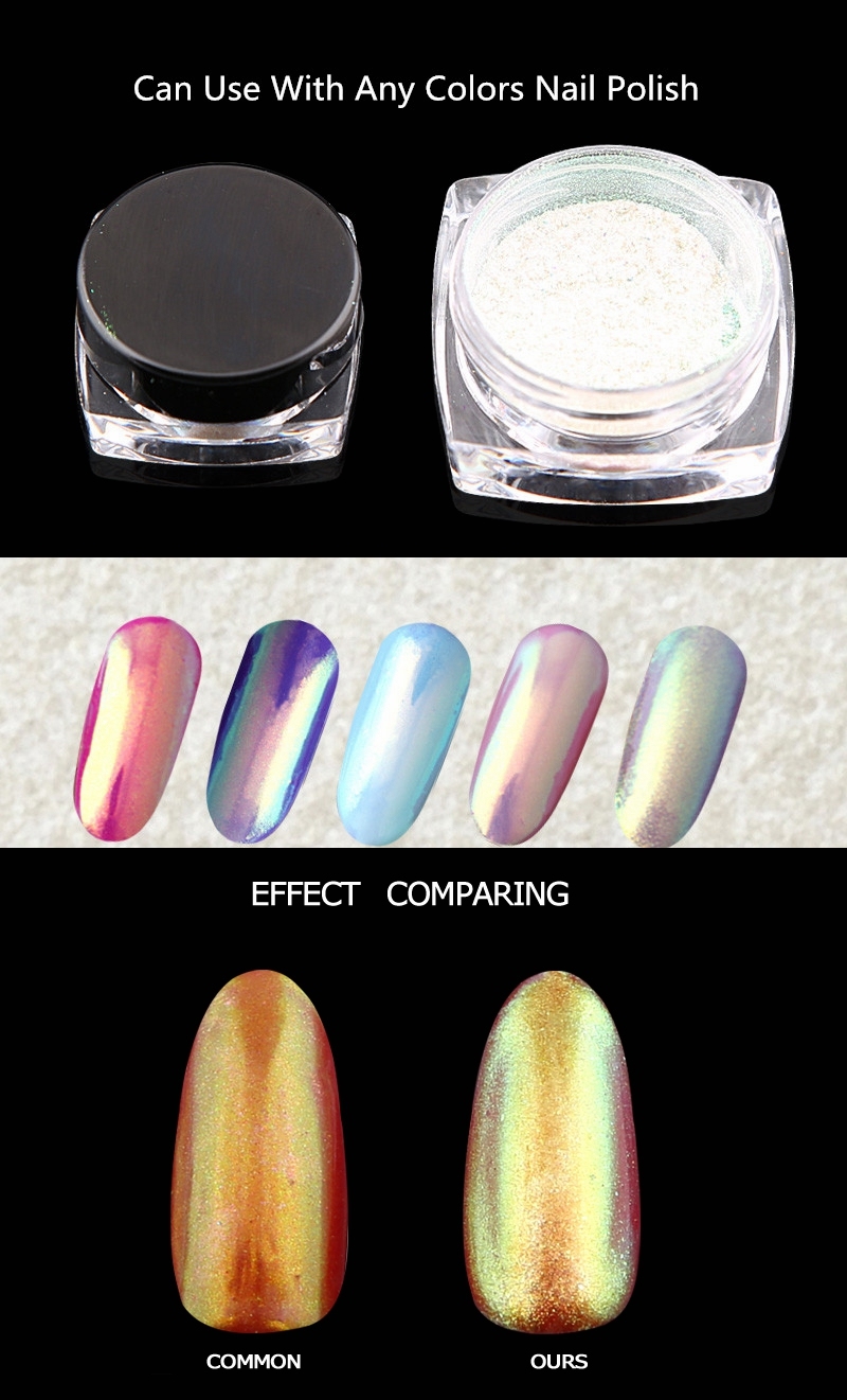 High Purity Aurora Effect Dust Nail Glitter Pigment Mirror Effect Unicorn Neon Powder for Nail Art