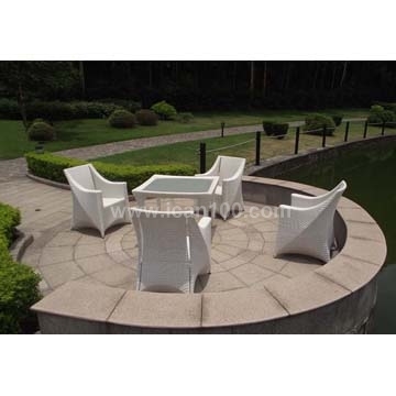 Outdoor Garden White Rattan Dining Table and Chairs (DS-06012W)