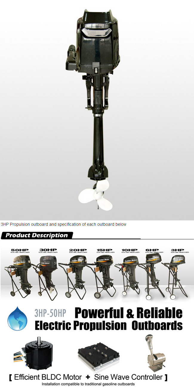 3HP Electric Boat Motor, Electric Outboards for Fishing Boat