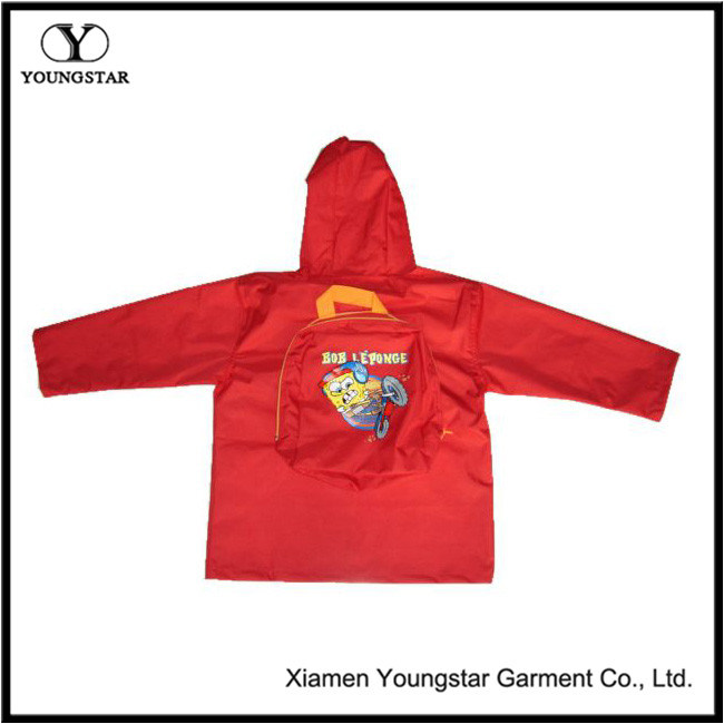 Children PVC Plastic Rain Coat Red Raincoat for Kids