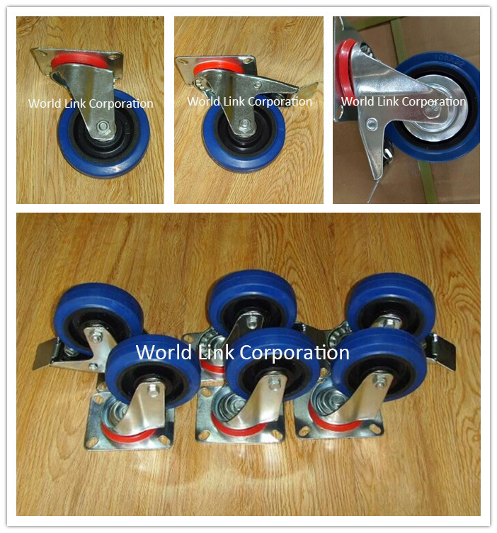 Rubber Elastic Blue Solid Trolley Caster Wheel