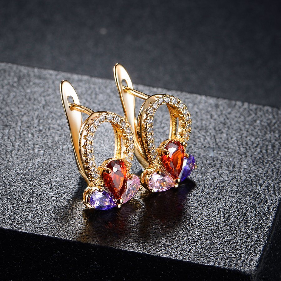 Newest Design Fashion Jewelry Gold Plated Copper Zircon Earrings