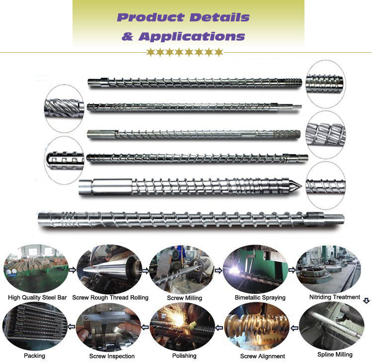 38crmoala Nitrided Single Screw and Barrel for PVC WPC Extrusion Machine