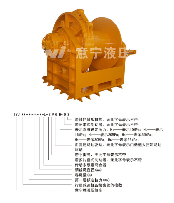 Iyj-J Free Fall Hydraulic Winch Hoisting Winch Marine Winch