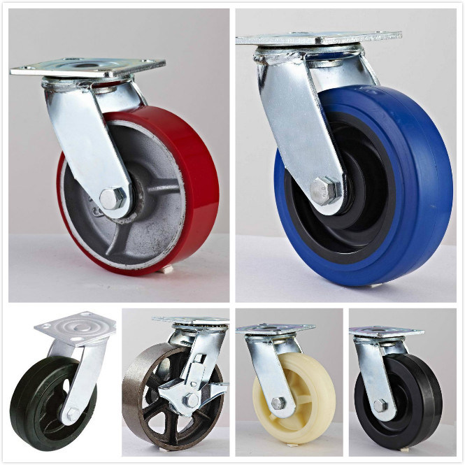 8X2''medium/ Heavy Duty Rubber+Cast Iron Swivel Steel Caster Wheel