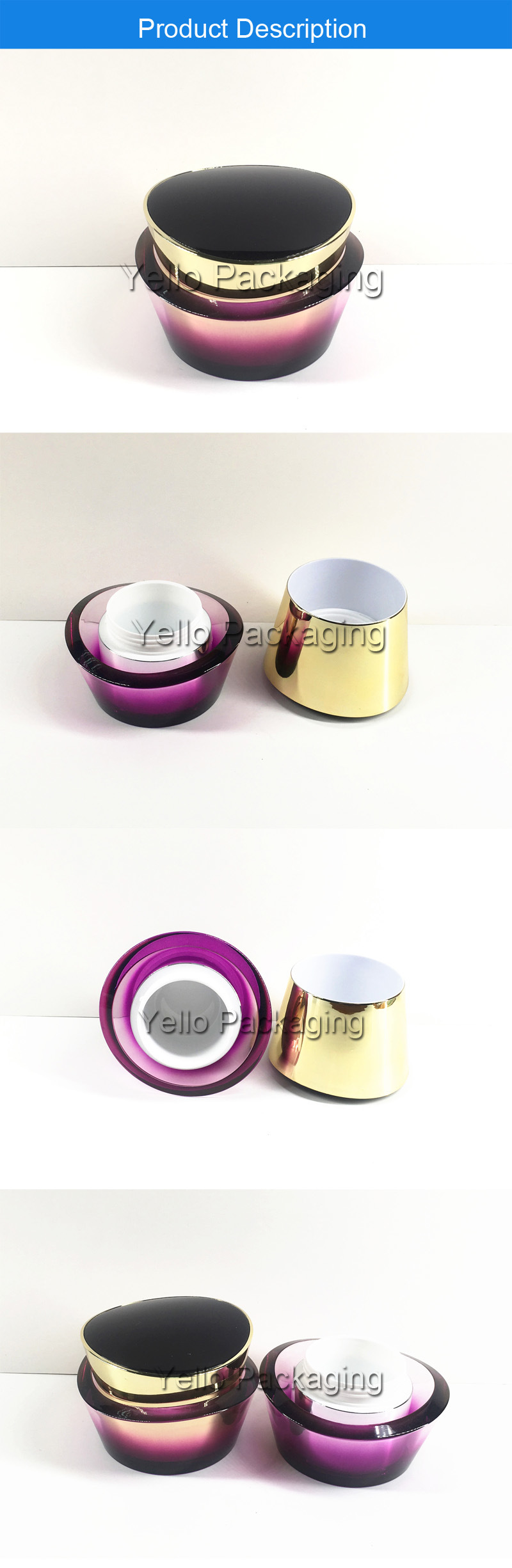 50ml Luxury Vintage Cosmetic Acrylic Jar for Facial Cream