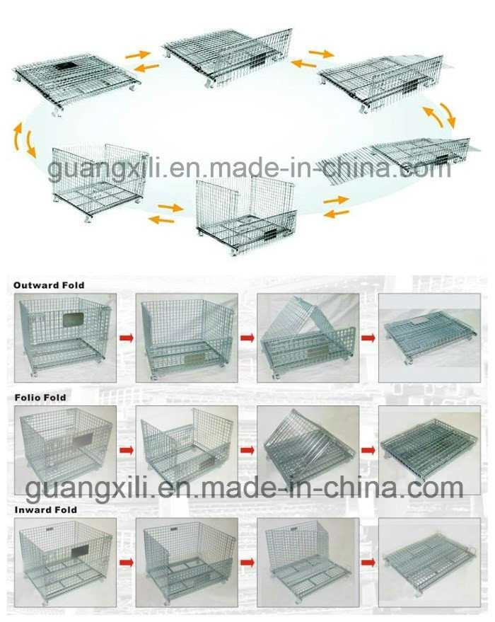 Foldable Welded Metal Mesh Container Used for Storage