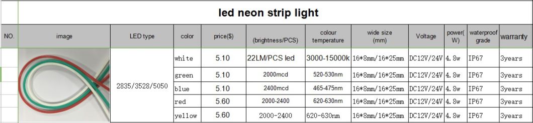 Flexible Tube LED with 2835/3528/5050 SMD Neon Strip