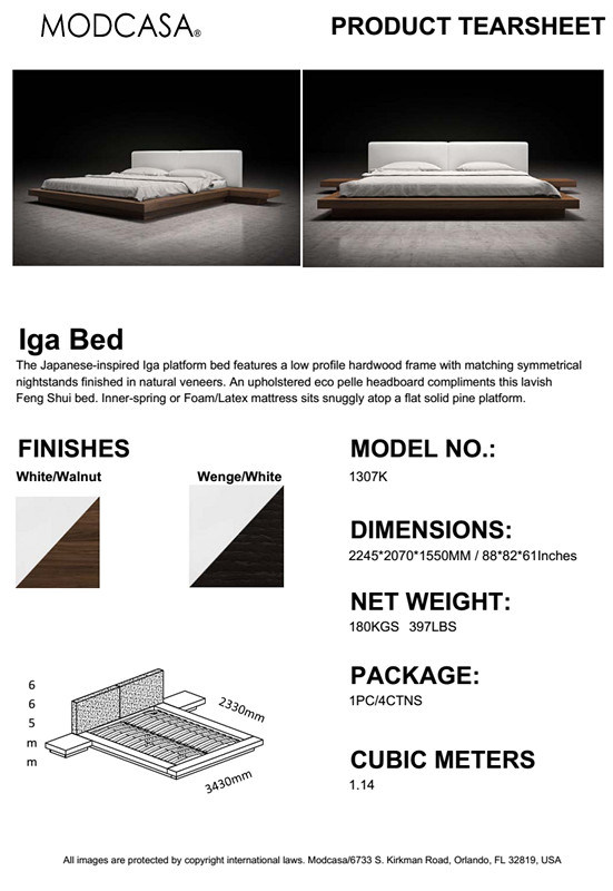 New Modern Bedroom Furniture Leather & Wooden Iga Bed