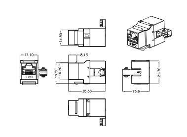 FTP CAT6 180 Degree Keystone RJ45 8p8c Module Keystone Jack