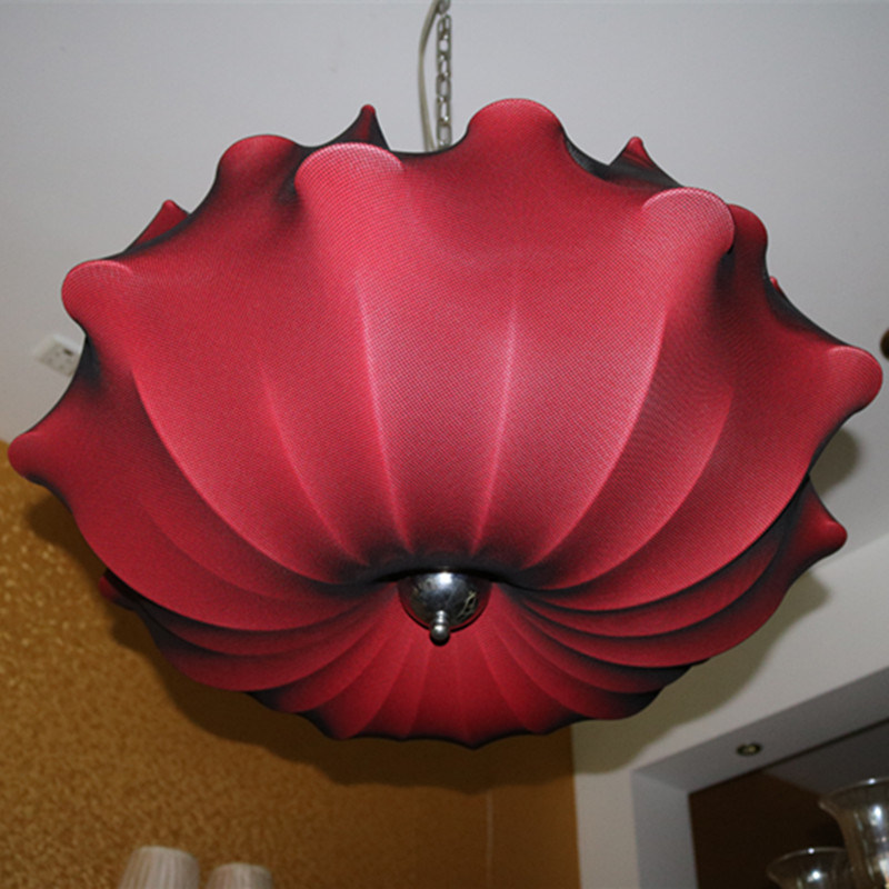 Chinese Style Hotel Decorative Red Umbrella Shape Fabric Pendant Lamp