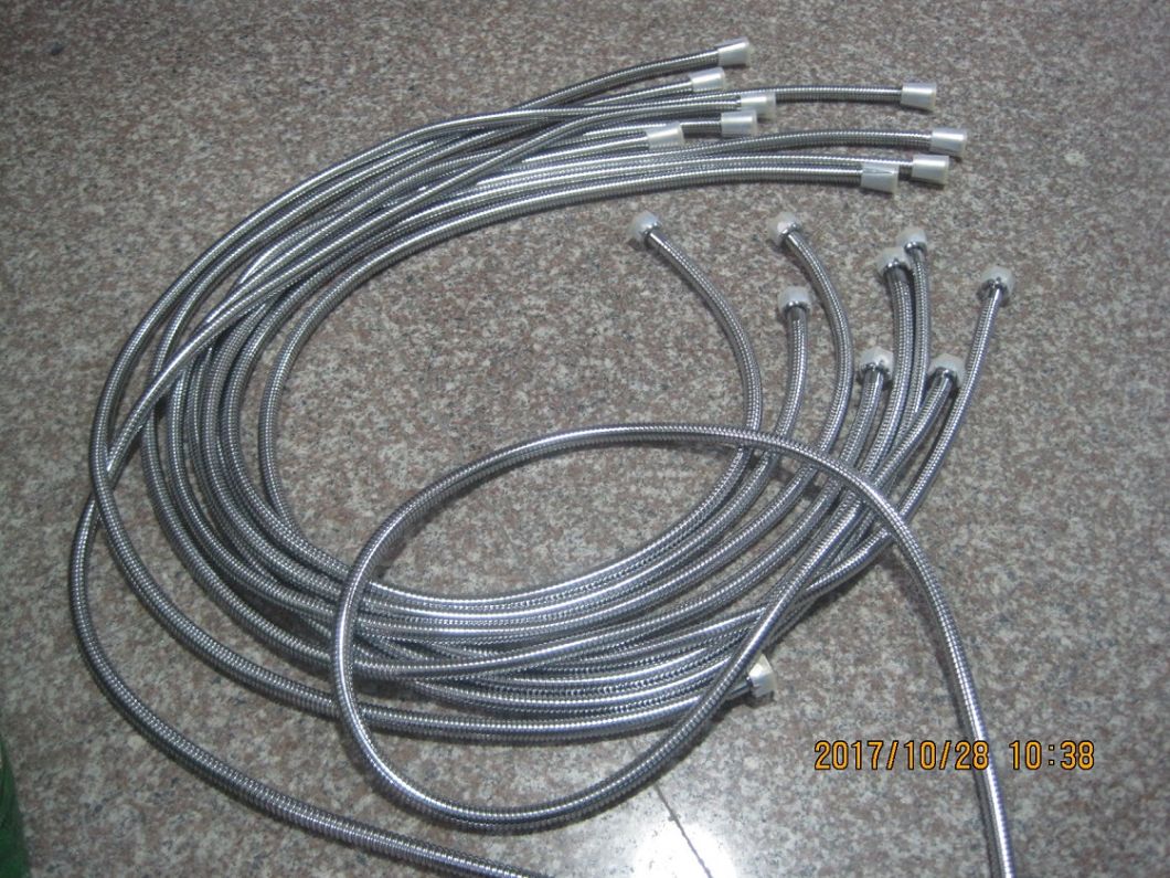 Chromed Stainless Steel Flexible Shower Pipe, EPDM, Brass Nut, 1.5m Length, Acs Certificate