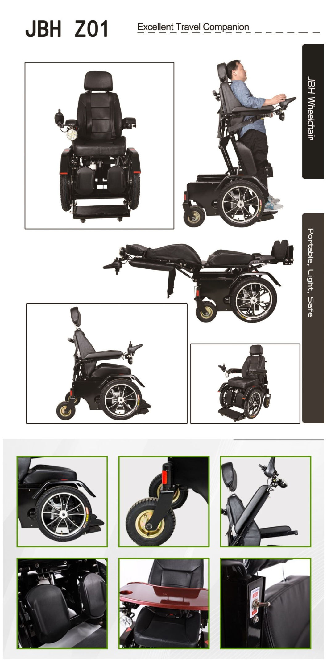 Disabled Person Electric Power Standing and Reclining Wheelchair with 320W*2 Motor and Ce FDA Certificates Wholesale