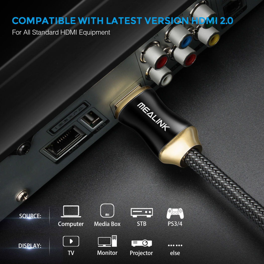 Ultra High Speed 4K HDMI 2.0 Cable with 4K@60Hz 2160p 18gbps 1080P Hdr, 3D