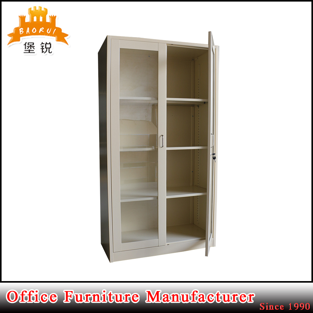 Adjustable 4 Shelves Glass Door Book Display Cabinet