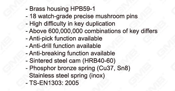 En 1303 High Security Mortise Euro Profile Standard Door Lock Cylinder/ Door Lock/ Brass Cylinder (GMB-CY-31)