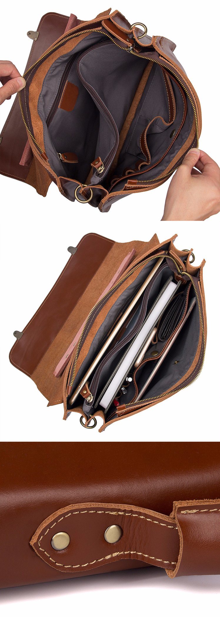 Leisure Style Good Quality Large Capacity Laptop Bag Briefcase Leather Business Bag