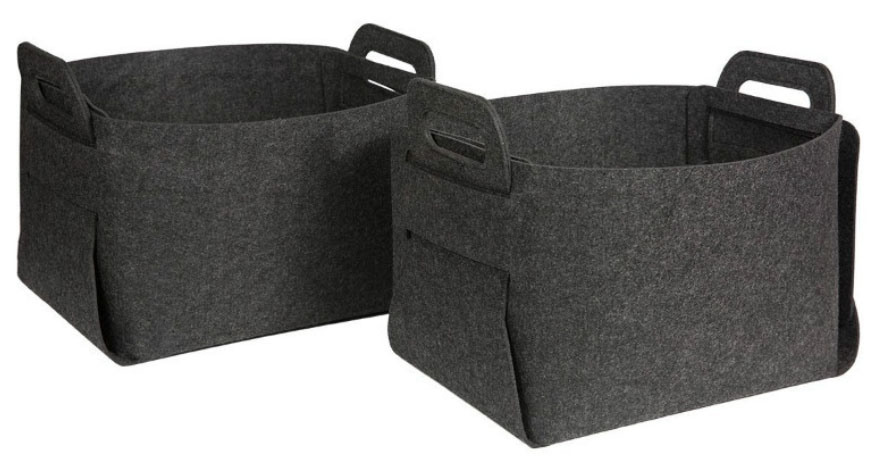 Folded Felt Basket, Dark Grey