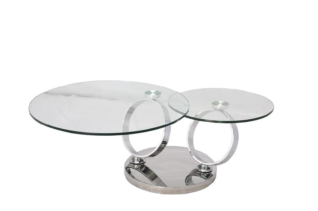 Stainless Steel Folding Coffee Table with Tempered Glass Top