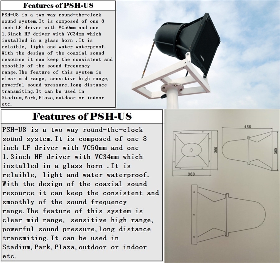 Pacrim/Admark Two-Way 8inch All-Weather Horn Speaker Psh-U8