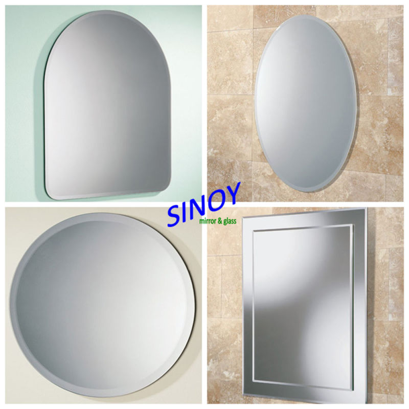 Waterproof Frameless Bathroom Mirror, Made of Polished Edge Silver Mirror Glass, Can Be in Square, Round, Oval or Irregular Shapes