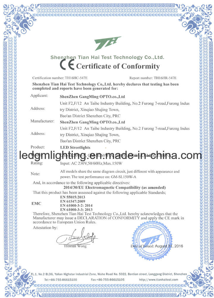 5 Years Warranty Ce RoHS FCC Road Lighting Project Streetlamp 180W 150W 120W 100W 60W 50W LED Street Light